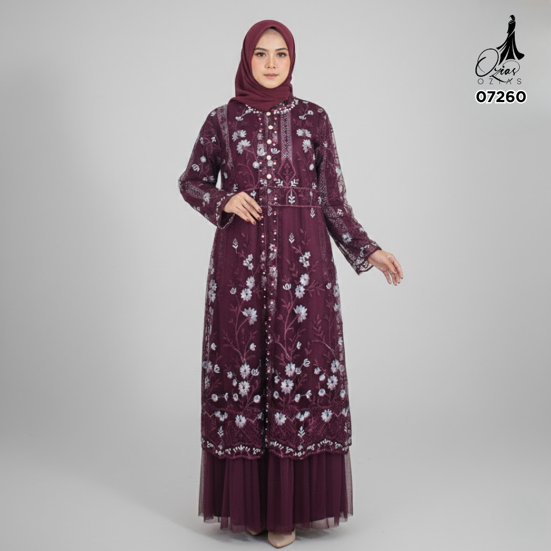 GAMIS OZIAS TILE 07260 LD 1O5 I Gamis Kondangan Wanita I Gamis Fashion Muslimah
