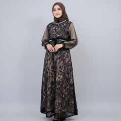 GAMIS OZIAS BROKAT PREMIUM 09968 LD 105 I Gamis Tangan Balon I Gamis Kondangan Muslim Nyaman