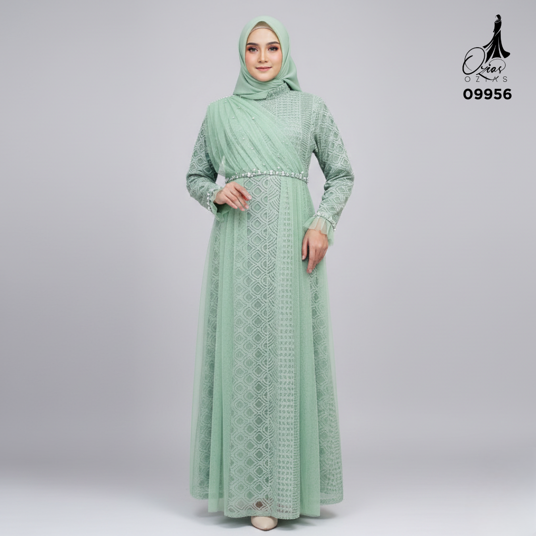 GAMIS OZIAS BROKAT BALIYA 09956 LD 105 & 120  l Gamis Import Premium l Busana Muslimah I Jumbo 2XL