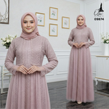 GAMIS OZIAS BROKAT ARABELLA 09874 LD 105 dan LD 120 I Gamis Pesta Simpel I Gamis Busui Friendly   Muslim Wanita Nyaman Panjang