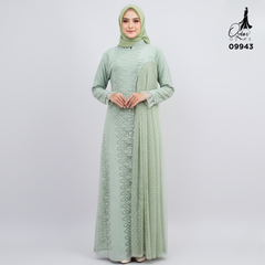 GAMIS OZIAS BROKAT FLORANCE JUMBO 09943 I Gamis Lebaran Muslimah I Fashion Remaja Jumbo LD 120 & LD 140 Panjang Santai Wanita Dress Mewah