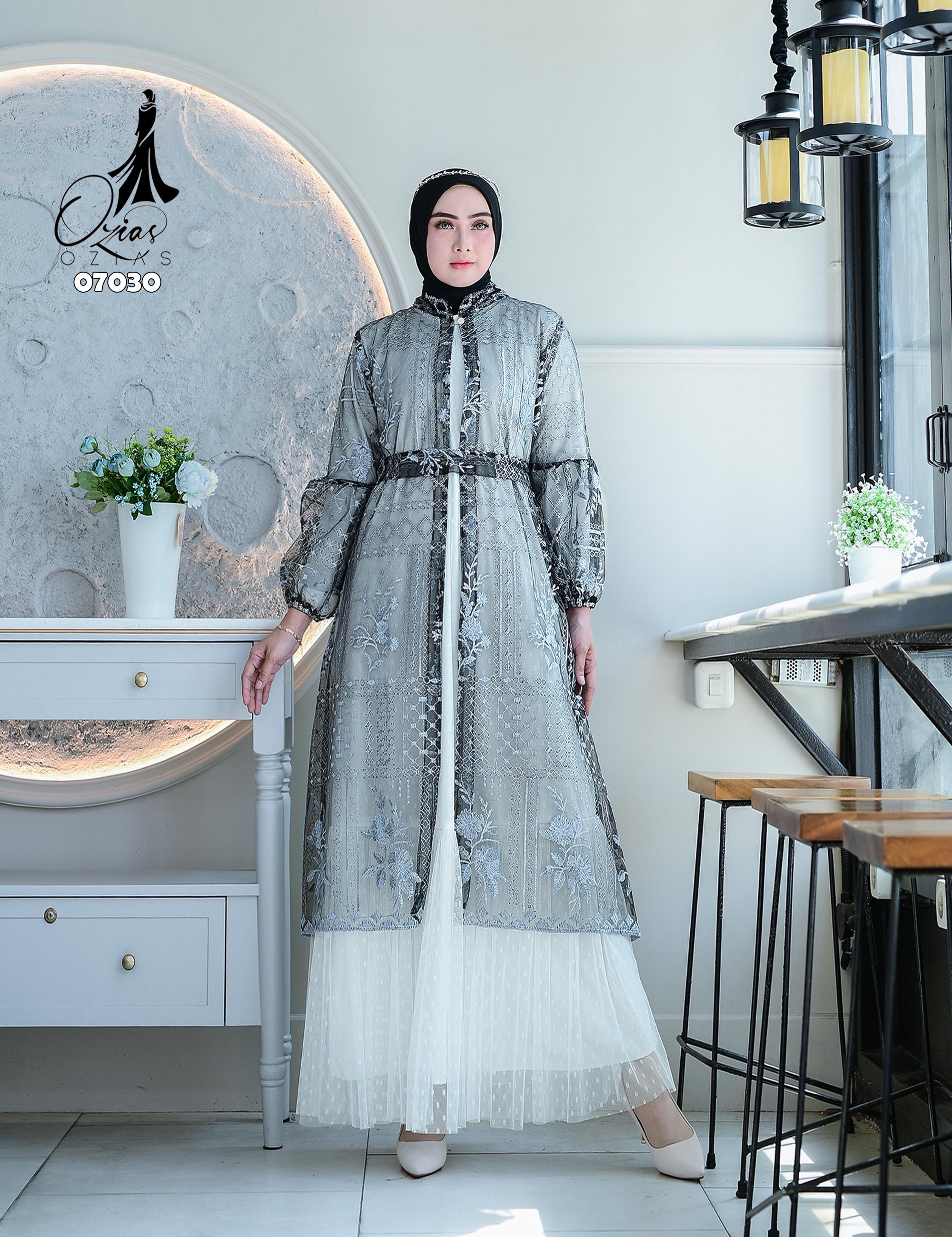 GAMIS OZIAS TILE 07030 LD 105 I Gamis Kondangan Remaja I Gamis Pesta Muslimah Mewah