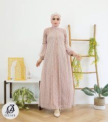 GAMIS OZIAS BROKAT POLKA 09803 LD 105 I Gamis Mewah Kondangan I Gamis Wanita Remaja