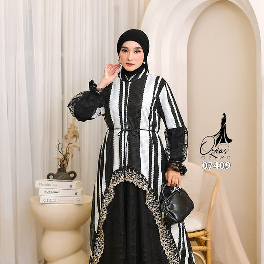 GAMIS OZIAS BROKAT 07410 LD 105 I Gamis Kondangan Wanita I Gamis Fashion Casual