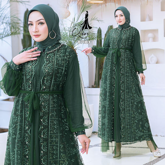 GAMIS OZIAS TILE 07103 LD 105 120 140 150 I Gamis Kondangan Wanita I Gamis Wisuda Mewah
