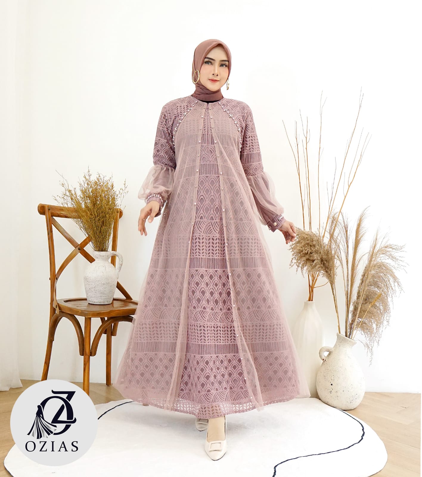 GAMIS OZIAS BROKAT BALIYA 09814 LD 105 I Gamis Fashion Kondangan I Busana Muslimah Busui Friendly