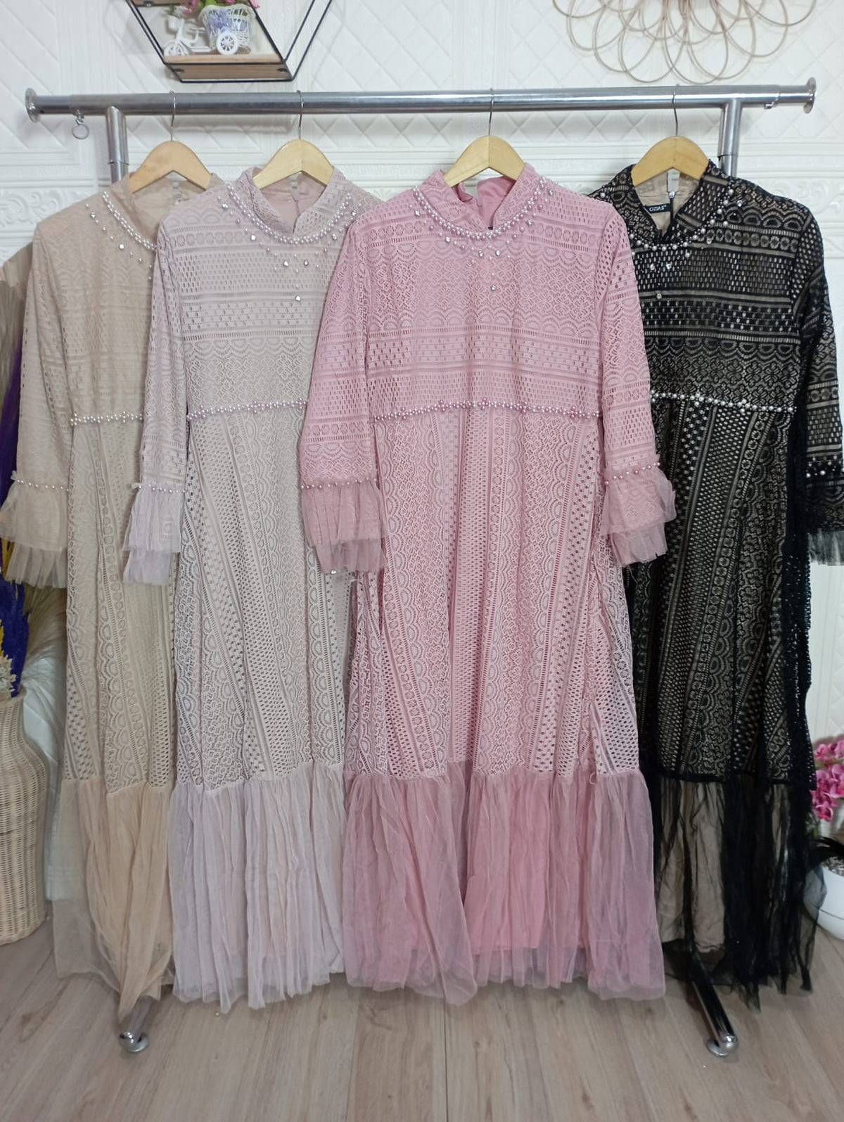 GAMIS OZIAS BROKAT 09575 LD 105 I Gamis Kondangan Simpel I Gamis Fashion Muslimah Wanita