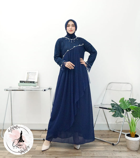 GAMIS OZIAS BROKAT KAGURA 09875 LD105 CM I Gamis Formal I Gaun Muslimah Nyaman Panjang