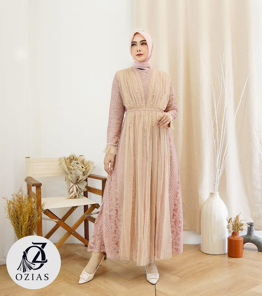 GAMIS OZIAS BROKAT LILY 09751 LD 105 I Gamis Kondangan Cantik I Fashion Remaja Muslimah Nyaman Panjang