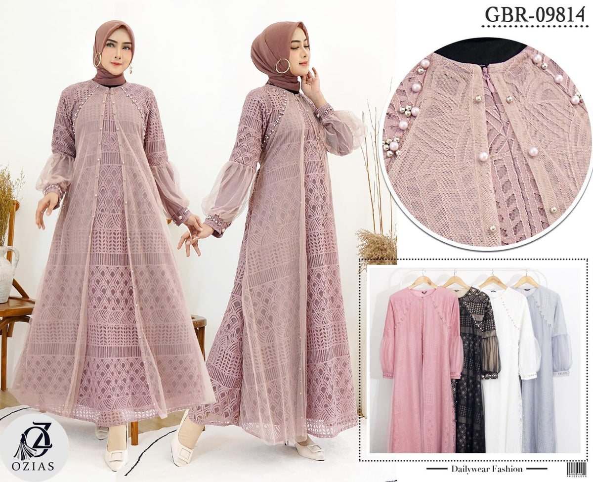 GAMIS OZIAS BROKAT BALIYA 09814 LD 105 I Gamis Fashion Kondangan I Busana Muslimah Busui Friendly