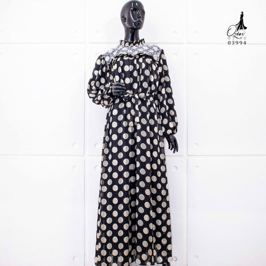 GAMIS OZIAS SIFON POLKA PREMIUM 03994 LD 105 I Gamis Wisuda Wanita I Gamis Pesta Muslimah Panjang Nyaman