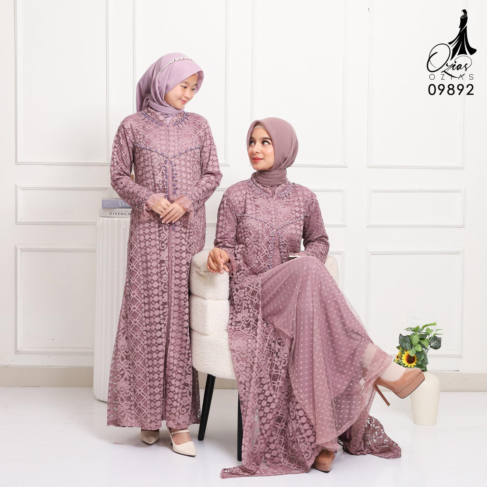 GAMIS OZIAS FIMELA JUMBO 09892 LD 105 & LD 120 I Gamis Ibu dan Anak I Gamis Pesta Kondangan I Gamis Import Brokat Motif Muslim Nyaman