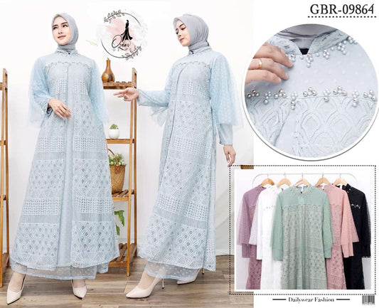 GAMIS OZIAS BROKAT BALIYA 09864 LD 105 I Gamis Kondangan Cantik I Gamis Simpel Wanita Nyaman Muslim