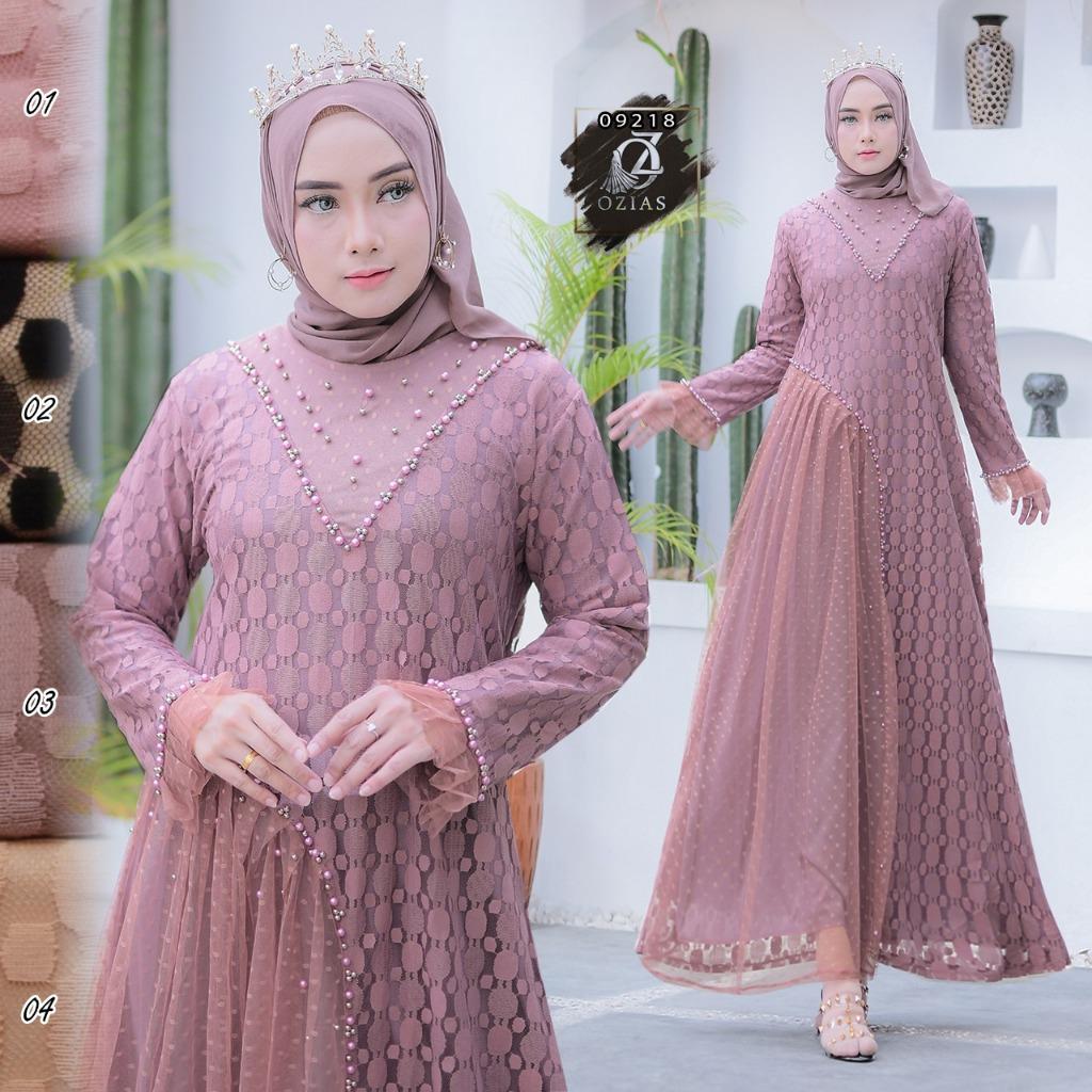 GAMIS OZIAS BROKAT POLKA 09218 LD 105 & LD 120 I Gamis Fashion Remaja I Gamis Pesta Kondangan Muslim Nyaman Dress Mewah