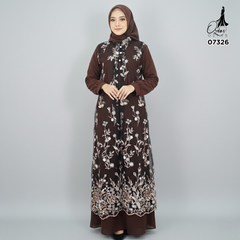 GAMIS OZIAS TILE MAHOGANY 07326 LD 105 I Gamis Kondangan Wanita I Gamis Fashion Lebaran