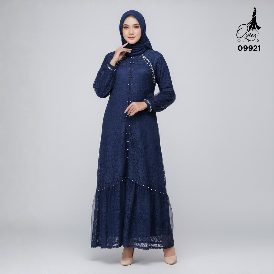 GAMIS OZIAS BROKAT FIMELA 09921 LD 105 & LD 120 I Gamis Mewah Pesta I Fashion Muslim Busui Friendly Fit Motif Nyaman Wanita Dress Panjang Santai Garis