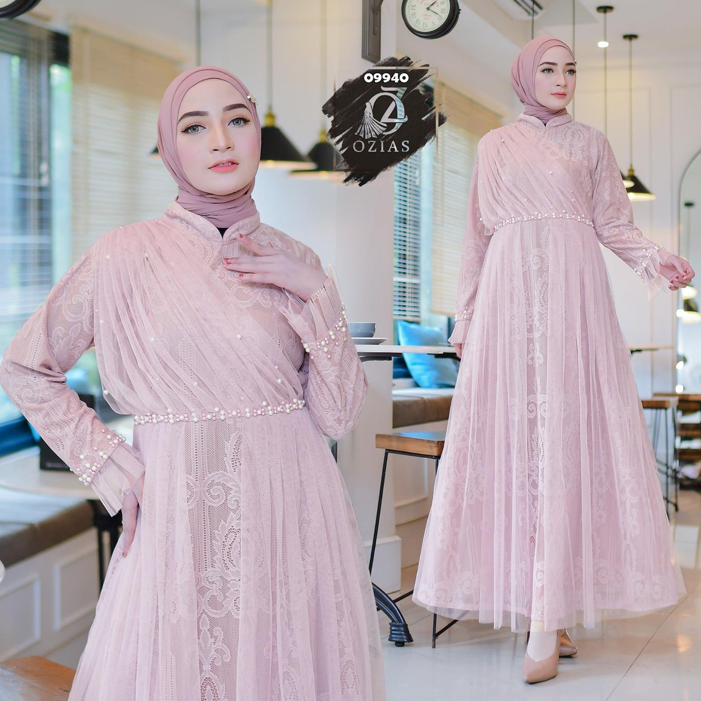 GAMIS OZIAS BROKAT HARMONIA 09940 LD 105 & LD 120 I Gamis Mewah Kondangan I Fashion Muslimah Santai Panjang Nyaman