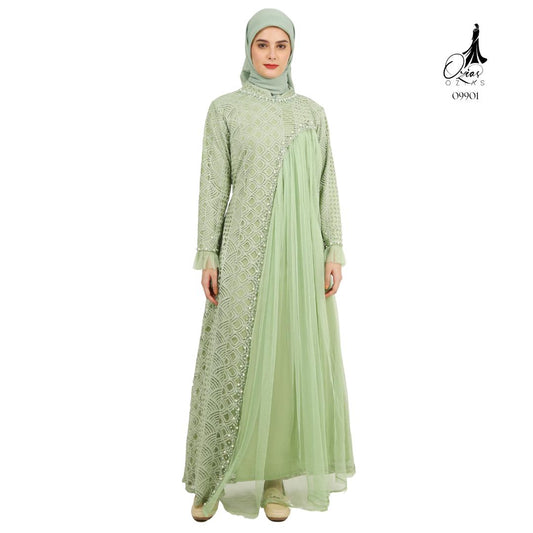 GAMIS INAYA BALIYA OZIAS 09901 I Gamis Pesta kondangan I Hijab Fashion I Jumbo  LD 105 LD 120 LD 140 I Dress Mewah Brokat