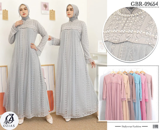 GAMIS OZIAS BROKAT ORCHID 09654 LD 105 I Gamis Lebaran Remaja I Gamis Kondangan muslimah Panjang Santai
