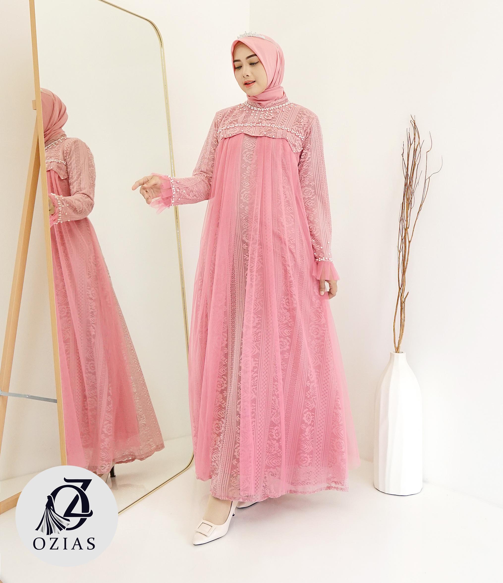 GAMIS OZIAS BROKAT 09673 LD 105 I Gamis Kondangan Fashion I Gamis Wisuda Wanita