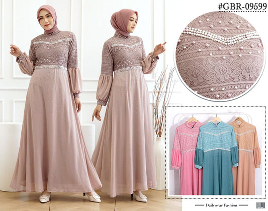 GAMIS OZIAS BROKAT COMBI SIFON 09599 LD 105  I Gamis Simpel Umroh Muslim Nyaman