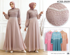 GAMIS OZIAS BROKAT COMBI SIFON 09599 LD 105  I Gamis Simpel Umroh Muslim Nyaman