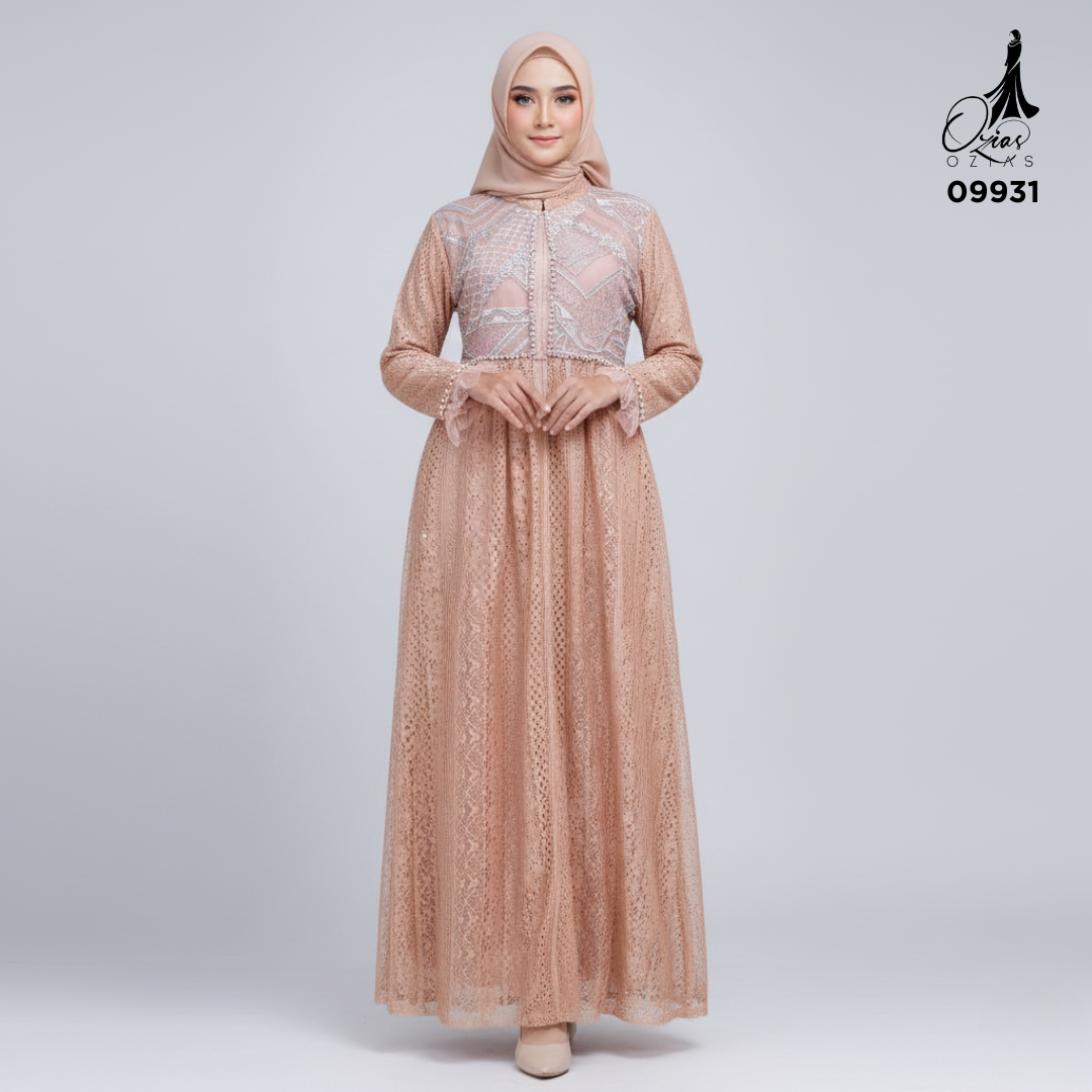 GAMIS OZIAS BRUKAT 09931 LD 105 & LD 120 I Gamis Wanita Syar'i Kondangan l Busana Muslimah l Busui Friendly Santai Panjang 2XL