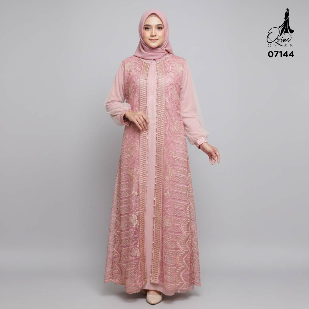 GAMIS OZIAS TILE NAMIRA 07144 LD 105 140 I Gamis Mewah Kondangan 4XL I Gamis Tile Bordir