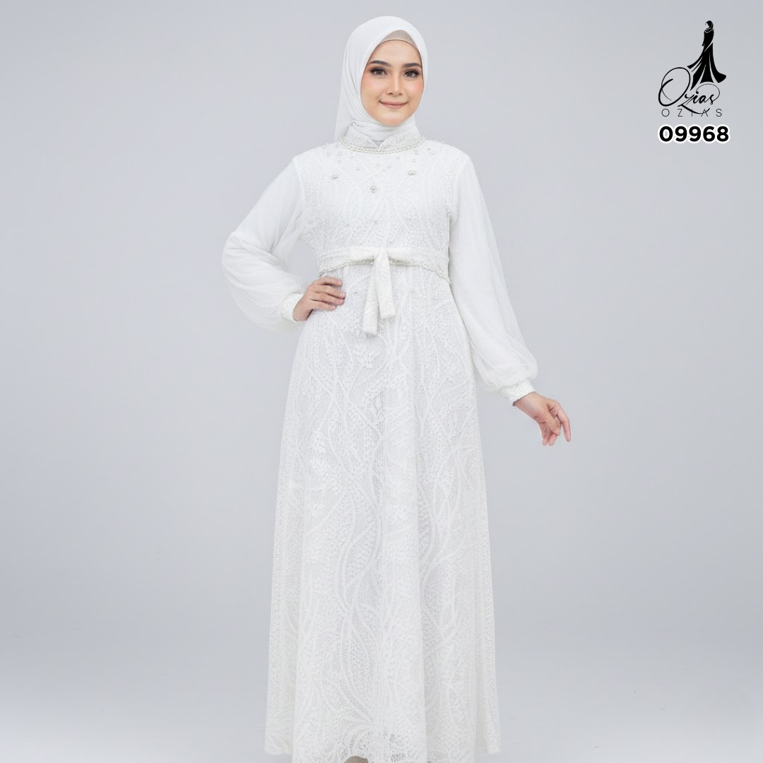 GAMIS OZIAS BROKAT PREMIUM 09968 LD 105 I Gamis Tangan Balon I Gamis Kondangan Muslim Nyaman