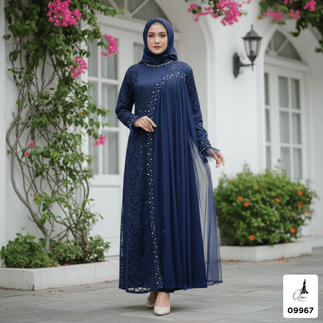 GAMIS INAYA JASMINE OZIAS 09967 LD 105 I Gamis Brokat Pesta Kondangan I Gamis Fashion Muslimah Fit Panjang Santai Nyaman Dress Mewah I Jumbo 5XL