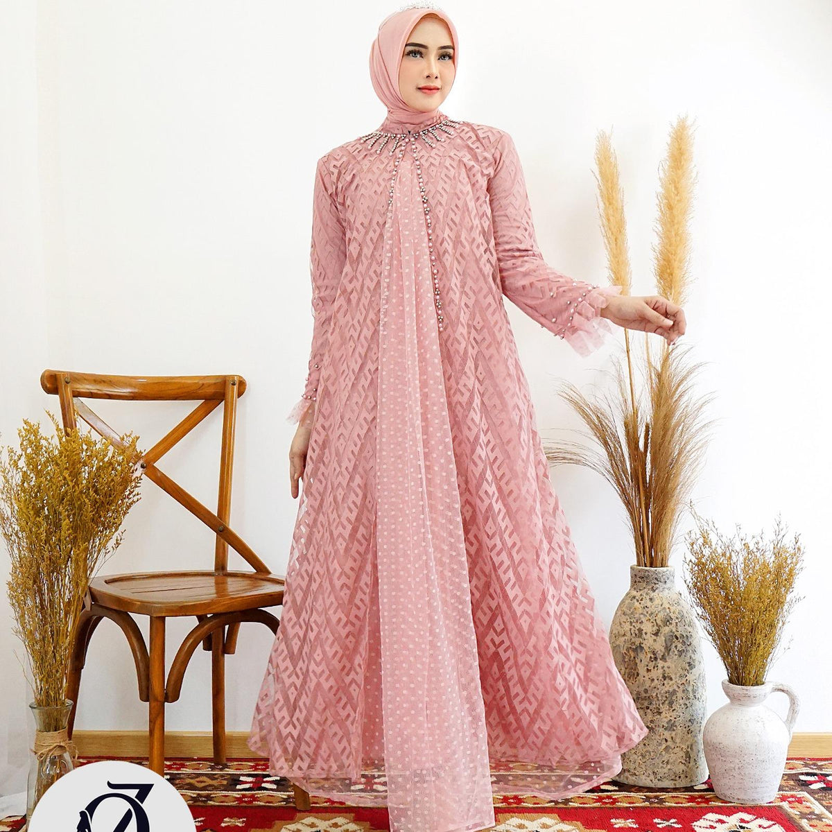 GAMIS OZIAS BROKAT ZIGZAG 09717 LD 105 I Gamis Kondangan Wanita I Gamis Pesta Remaja