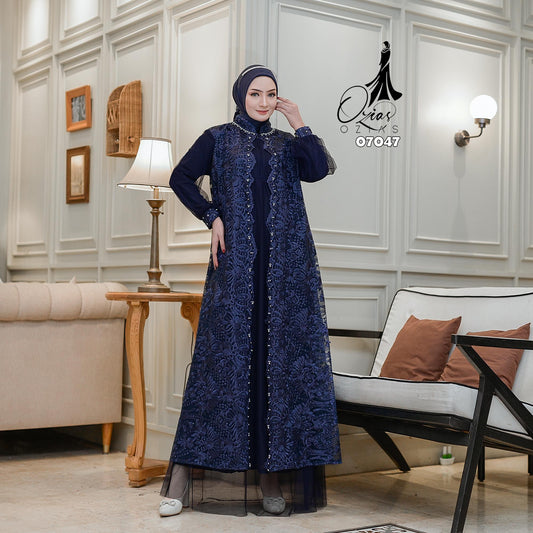 GAMIS OZIAS TILE NAMIRA 07047  LD 105 I Gamis Kondangan Mewah I Gamis Muslimah Cantik Busui Nyaman Syari I Gamis Jumbo 5XL