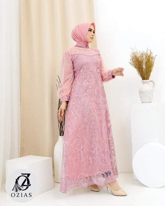 GAMIS OZIAS TILE LILY 03912 LD 105 I Gamis Mewah Kondangan I Fashion Muslimah  Motif Nyaman