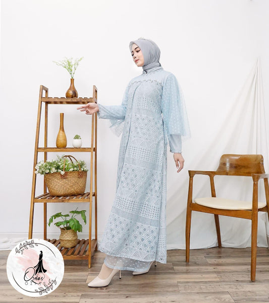 GAMIS OZIAS BROKAT BALIYA 09864 LD 105 I Gamis Kondangan Cantik I Gamis Simpel Wanita Nyaman Muslim