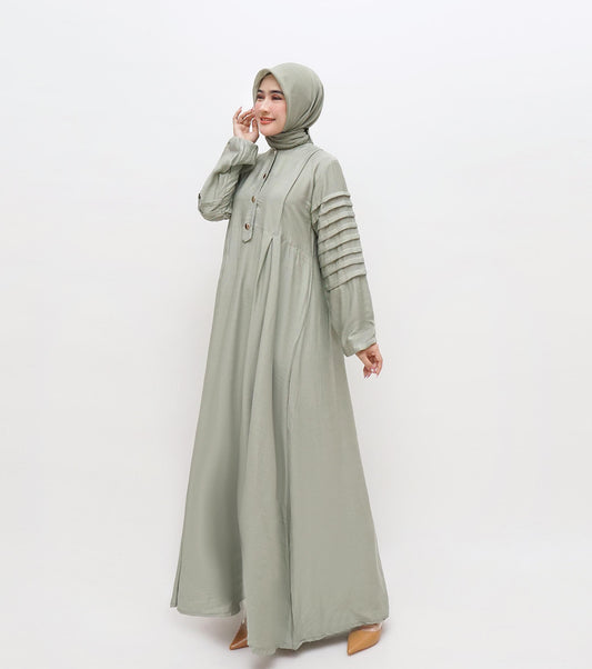 GAMIS OZIAS POLO LINEN AZURA 06428 LD 105 I Gamis Simple I Gamis Busui Friendly Muslim Nyaman