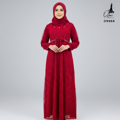 GAMIS OZIAS BROKAT PREMIUM 09968 LD 105 I Gamis Tangan Balon I Gamis Kondangan Muslim Nyaman