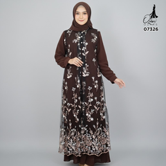 GAMIS OZIAS TILE MAHOGANY 07326 LD 105 I Gamis Kondangan Wanita I Gamis Fashion Lebaran