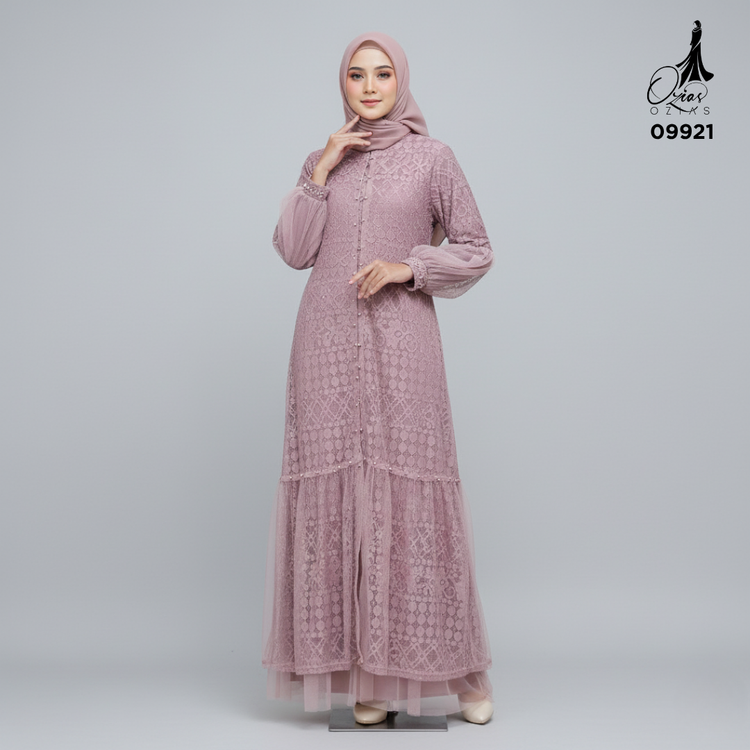 GAMIS OZIAS BROKAT FIMELA 09921 LD 105 & LD 120 I Gamis Mewah Pesta I Fashion Muslim Busui Friendly Fit Motif Nyaman Wanita Dress Panjang Santai Garis