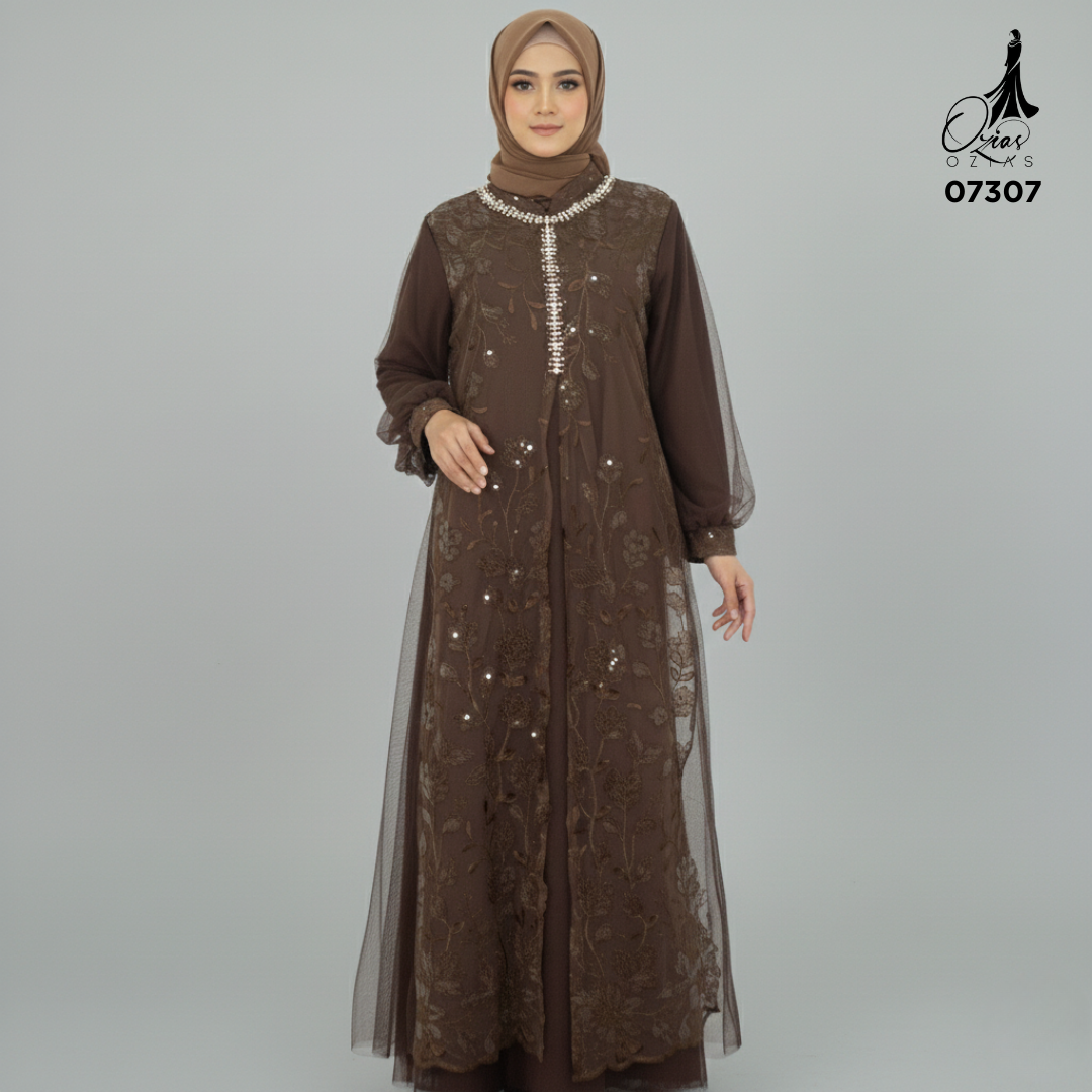 GAMIS OZIAS TILE SPANGLE 07307 LD 105 120 I Gamis Kondangan Wanita I Gamis Fashion Casual 2XL