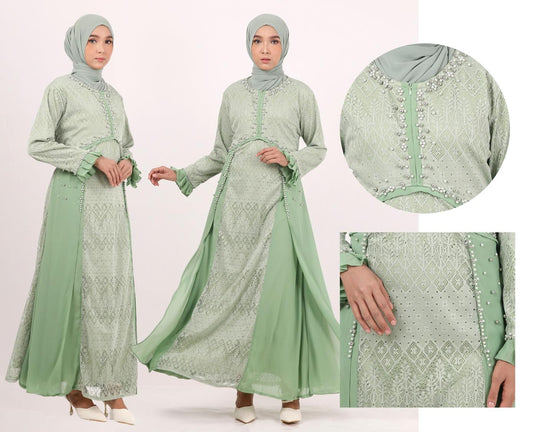 GAMIS OZIAS BROKAT FLORANCE 09888 LD 105 I Gaun Pesta Muslimah I Fahion Dewasa Muslim Busui Friendly Nyaman Panjang
