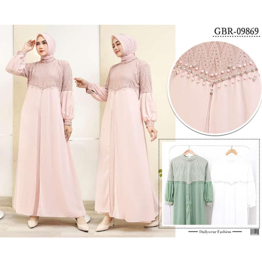 GAMIS OZIAS SIFON COMBI BROKAT ARGYLIE 09869 LD 105CM I Fashion Muslim Simpel Nyaman Panjang