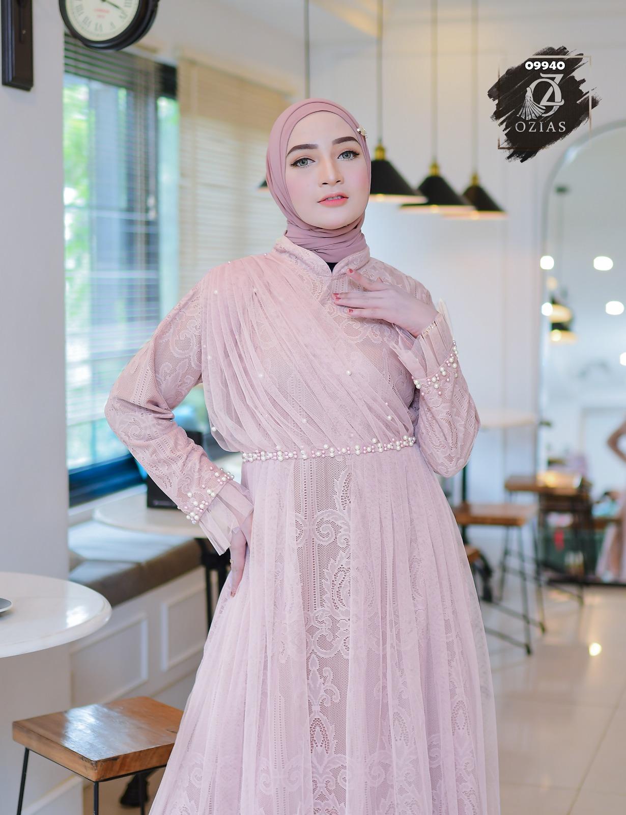 GAMIS OZIAS BROKAT HARMONIA 09940 LD 105 & LD 120 I Gamis Mewah Kondangan I Fashion Muslimah Santai Panjang Nyaman