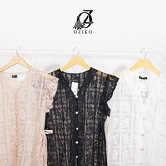 VEST OUTER OZIKO BROKAT SNOW WHITE 03246 LD 105 I Outer Kondangan Wanita I Outer Fashion Muslimah