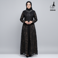 GAMIS OZIAS BROKAT 09946 LD 105 I Gamis Kondangan Fashion I Gamis Kondangan Busui Nyaman 2XL