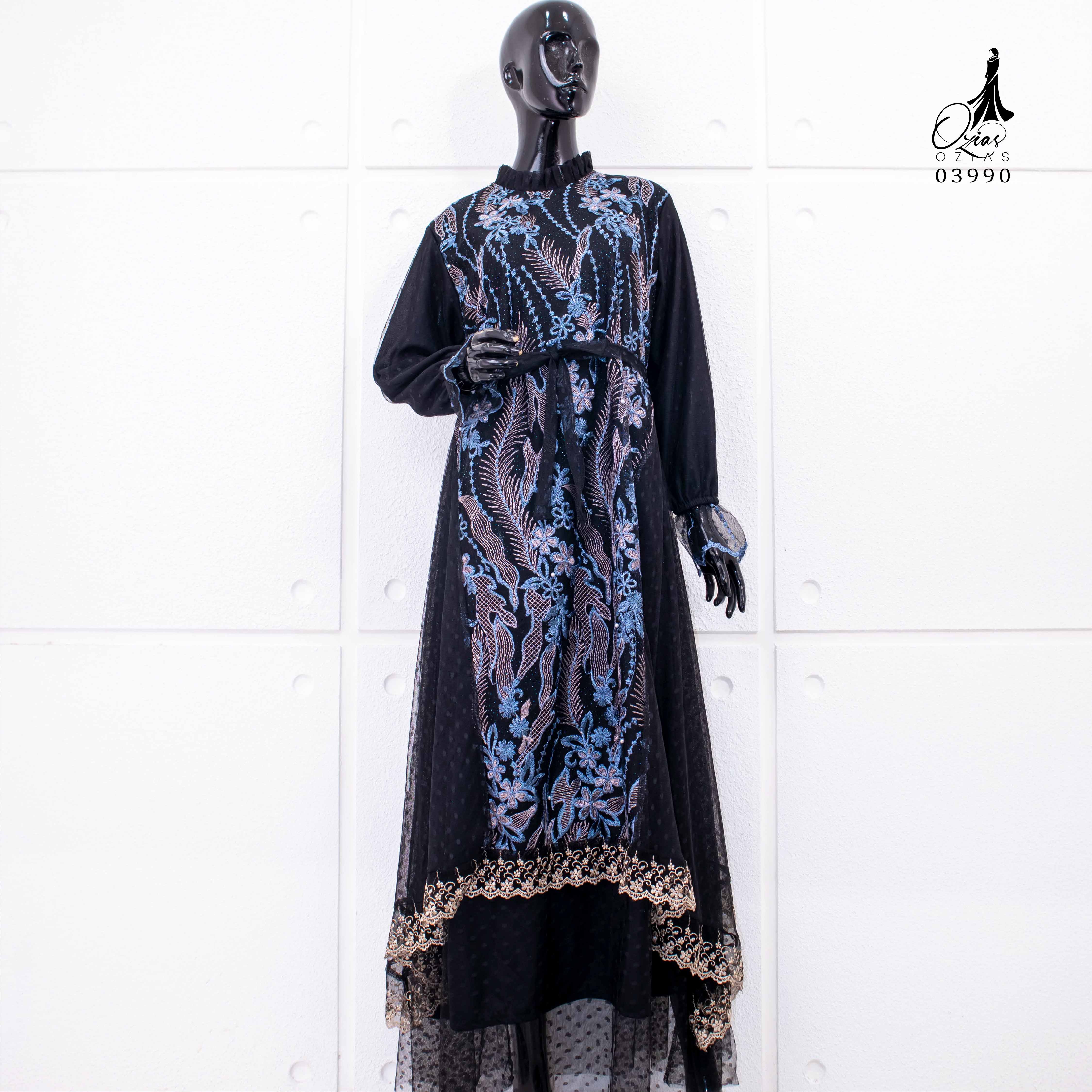 GAMIS OZIAS TILE BORDIR PREMIUM 03990 LD 105 I Gamis Rompi Wanita I Gamis Wisuda Muslimah