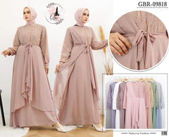 Ozias - Gamis Brokat Combi Ceruty 09818 Ld 105 I Gamis Muslimah Wanita I Gamis Kondangan Mewah