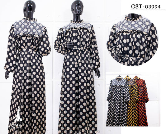 GAMIS OZIAS SIFON POLKA PREMIUM 03994 LD 105 I Gamis Wisuda Wanita I Gamis Pesta Muslimah Panjang Nyaman