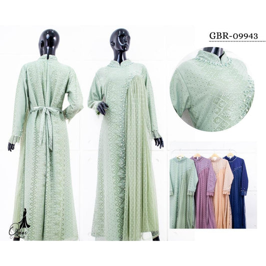 GAMIS OZIAS BROKAT FLORANCE JUMBO 09943 I Gamis Lebaran Muslimah I Fashion Remaja Jumbo LD 120 & LD 140 Panjang Santai Wanita Dress Mewah