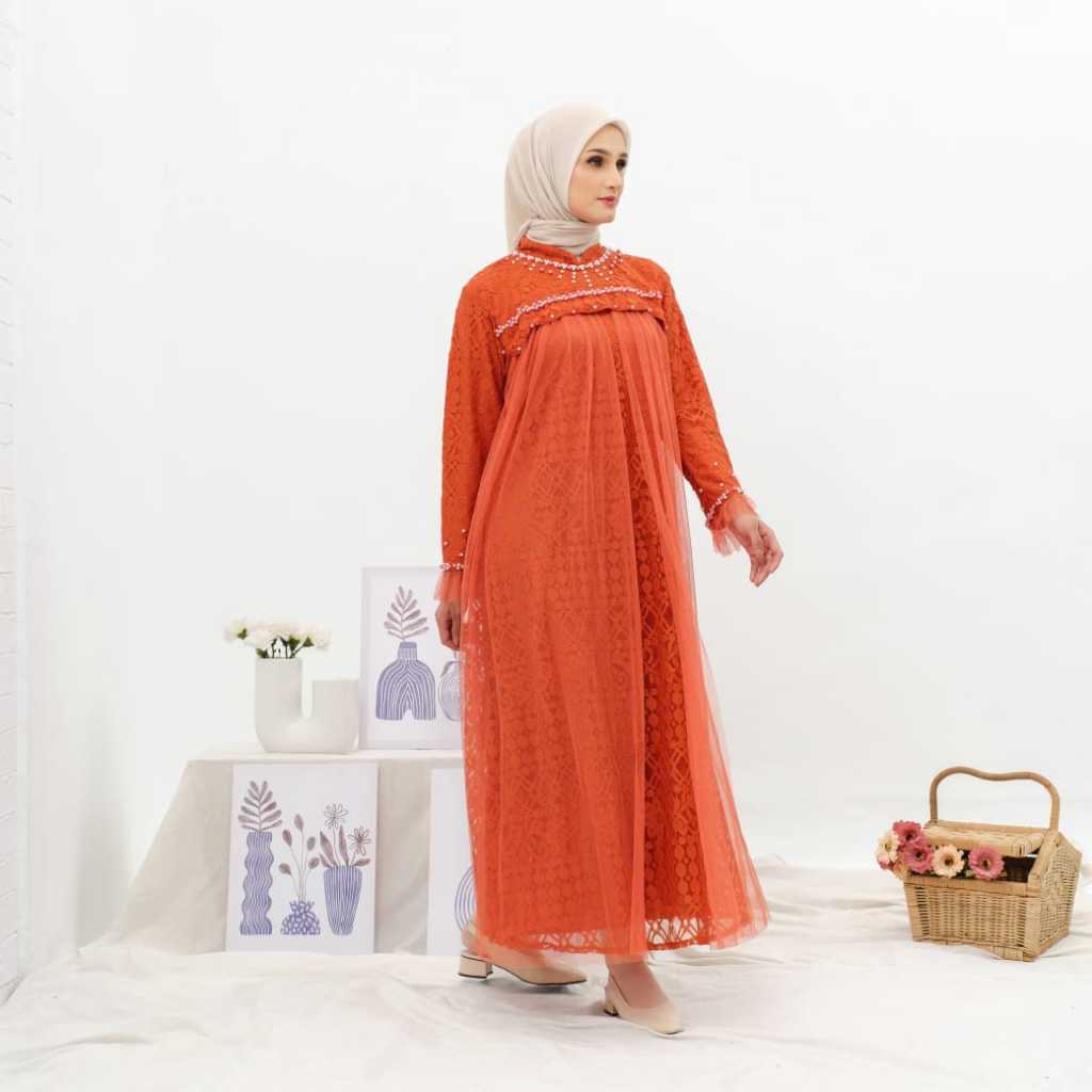 GAMIS OZIAS BROKAT FIMELA 09463 LD 105 120 I Gamis Fashion Muslimah Nyaman Jumbo 2XL