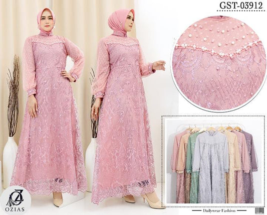 GAMIS OZIAS TILE LILY 03912 LD 105 I Gamis Mewah Kondangan I Fashion Muslimah  Motif Nyaman